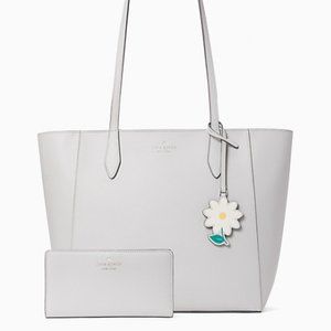 Kate Spade Platinum Grey Dana Tote w/ Dana Large Slim Bifold Wallet